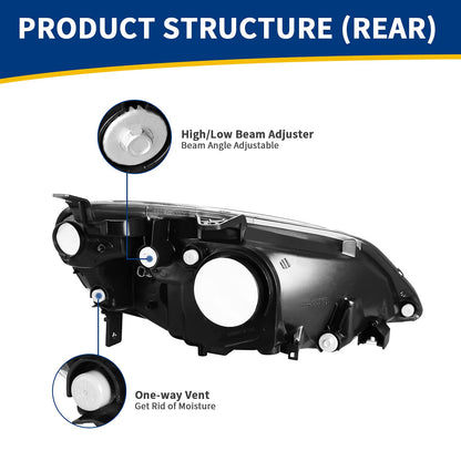 AUTOSAVER88 Headlight Assembly Compatible with 2001 2002 2003 Civic 4-Door Sedan Driver and Passenger Side Black Housing Amber Reflector Clear Lens