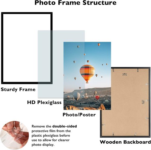 JCJMY 16x23 Picture Frame - Black Wall Gallery Frame for Horizontal & Vertical Photos