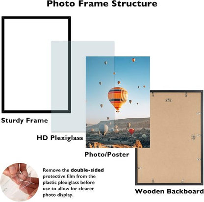 JCJMY 16x23 Picture Frame - Black Wall Gallery Frame for Horizontal & Vertical Photos