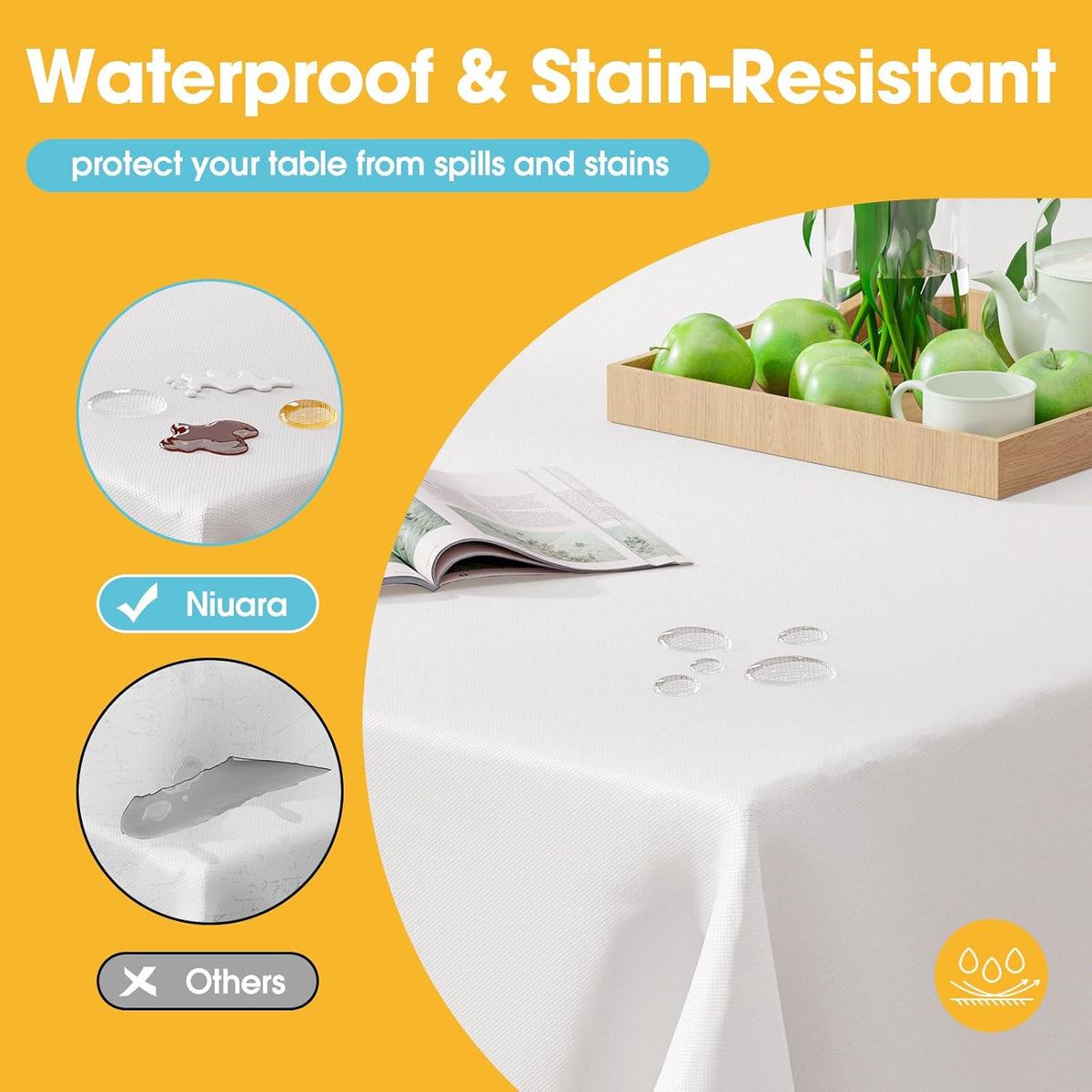 Niuara White Plastic Tablecloths - 16 Pack 54" x 108" Waterproof Disposable Covers for Parties & Events
