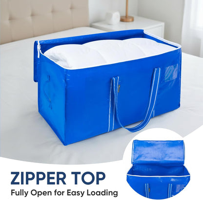 BALEINE Oversized Moving Bags - Heavy-Duty Storage Totes with Reinforced Handles | 6-Pack in Royal Blue
