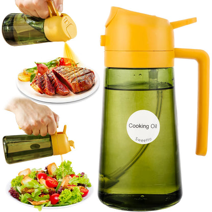 Oil Sprayer for Cooking, 2 In 1 Oil Dispenser and Oil Sprayer (Black+Dark Brown)