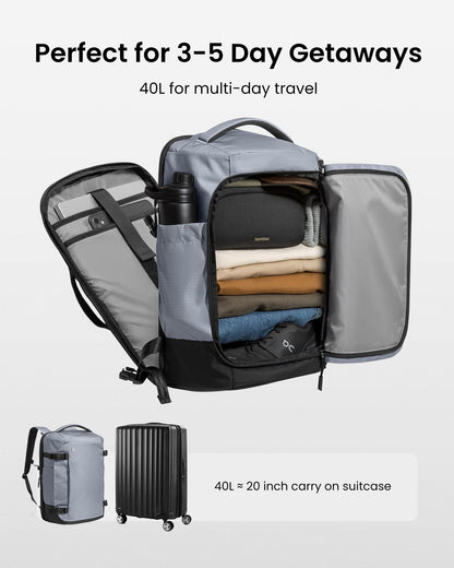 tomtoc Travel Backpack 40L and 3 Set Packing Cubes for Travel Essentials