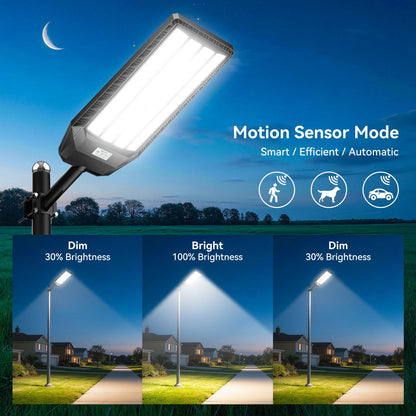 Deepn 15000W Solar Street Lights Outdoor, Super Bright Commercial Solar Lights Outdoor for Yard, IP67 Waterproof LED Security Flood Light with Motion Sensor & Remote Control for Parking Lot, 1 Pack