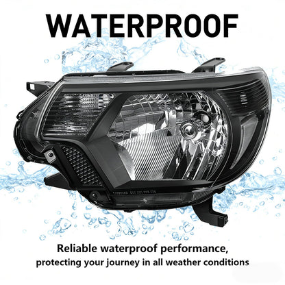 ATOMTEC Chrome Headlights Assembly Fit For 2012 2013 2014 2015 Toyota Tacoma Black Housing Clear Reflector Halogen headlamp Replacement Driver Passenger Side TO2503182 TO2502182