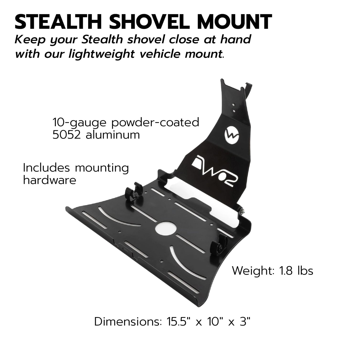 DMOS Shovel Mount - Aluminum Off-Road & Overlanding Tool Mount Clamp for Trucks, Cars, & ATVs - Stealth Shovel