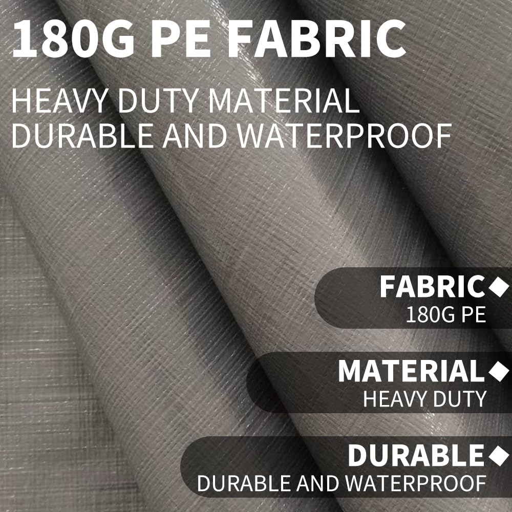 Vanteriam 10 * 20 FT Carport Replacement Sidewall kit Panel Set of 4 with Mesh Windows and Double Head Zippers, 180G PE Waterproof & UV Protected Replacement Sidewall Cover, Gray
