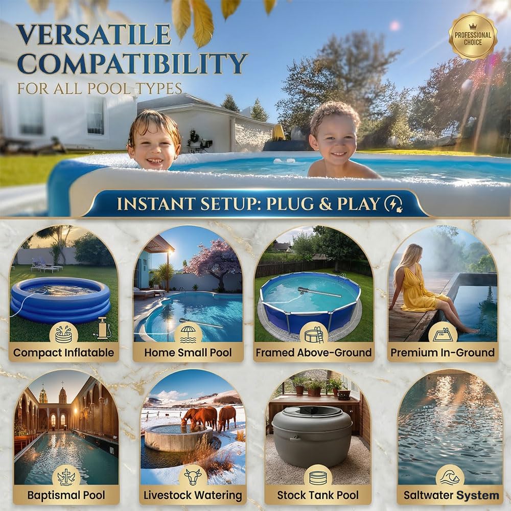 Portable Baptistry Immersion Water Heater with Thermostat, Submersible Baptismal Pool Heater for Inflatable Pools, Hot Tub, Spa, and Cold Plunge, Fast Heating Bathtub Heater