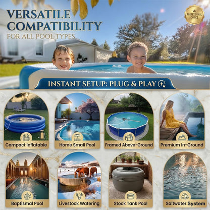 Portable Baptistry Immersion Water Heater with Thermostat, Submersible Baptismal Pool Heater for Inflatable Pools, Hot Tub, Spa, and Cold Plunge, Fast Heating Bathtub Heater