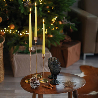 10 Inch Taper Candle, Set of 12,Tapered Candles Burn for 7 Hours, Long Sticks,Tall Candlesticks, Dinner Party, Wedding, Halloween (12pcs, Gold)