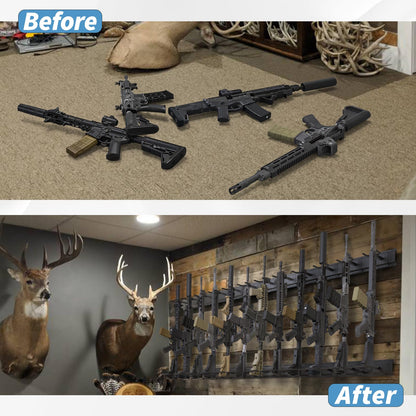 Upbci Gun Rack Wall Mount, Aluminium Alloy Gun Racks for Wall, Adjustable 4/8/12 Slot Indoor Gun Racks Securely Hold Shotguns Rifles Rack