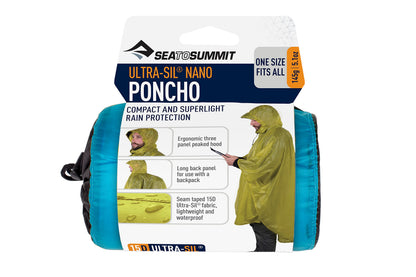 Sea to Summit Ultra-SIL Nano Poncho Raincoat and Pack Cover, Pacific Blue