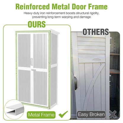 GUTINNEEN Outdoor Tool Cabinet, Heavy Duty Wood & Metal Frame Garden Storage Shed, Rustproof & Anti-Breakage for Tools & Equipment (Dark Black)