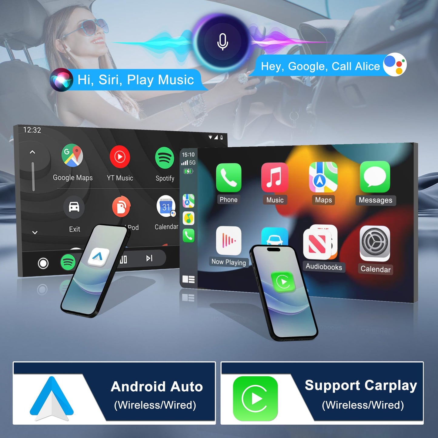 Car Stereo Radio for Ford F150 F250 F350 2004-2014, 7" Touchscreen Android 13 Car Radio Stereo Head Unit Dash Kit with Wireless CarPlay Android Auto GPS Navi SWC DSP FM WiFi Bluetooth Camera Mic
