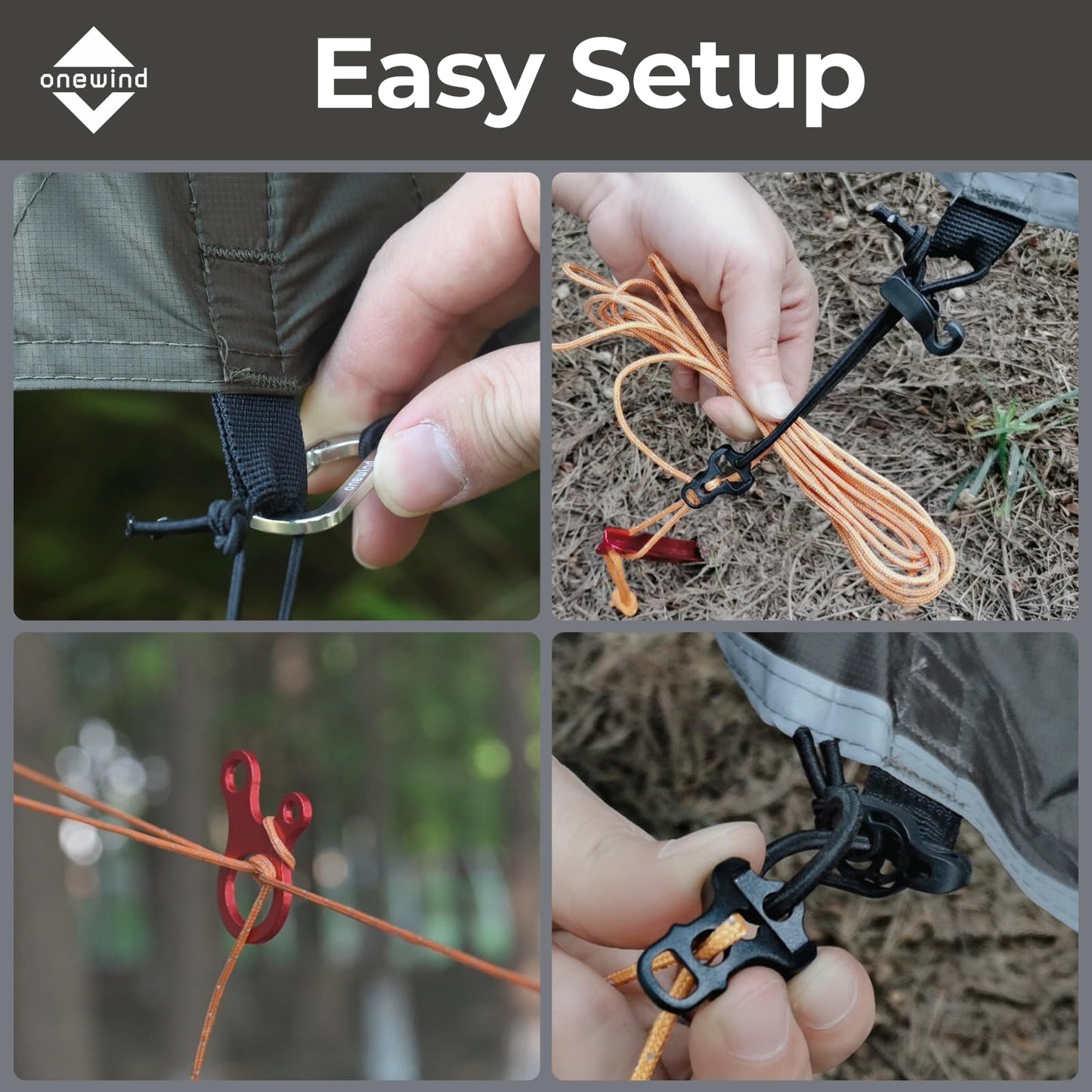 onewind 12×10 ft Hammock Tarp, Ultralight Versatile Camping Tarp Lightweight Waterproof Silnylon Hammock Rain Fly with Doors, Easy to Setup with Stuff Sack Tent Stakes, Dark Grey
