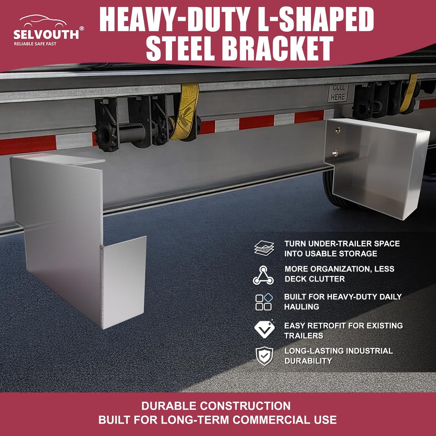 Selvouth Aluminum Dunnage Rack 20"x15" Bolt-On Holder for Flatbed and Utility Trailers, Trailer Organization Accessory-1 Pair