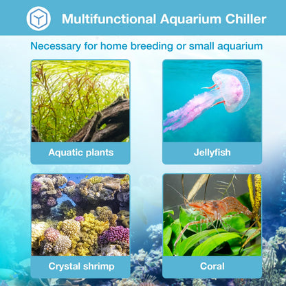 Ezcasch Aquarium Chiller, 79gal 1/3 HP Water Chiller for Cold Plunge, Hydroponic Cooler Fish Tank Cooling System for Axolotl Coral Reef Shrimp with Water Pump and Pipe for Home Use (79gal/300L, 1/3HP)