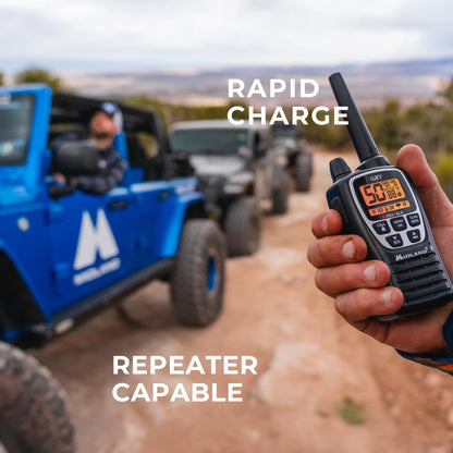 Midland GXT3000 GMRS Two-Way Radio (50-Channel, Repeater Capable, Long Range, 142 Privacy Codes, SOS, NOAA, Rechargeable Lithium Ion Battery, Black/Silver, 2-Pack)