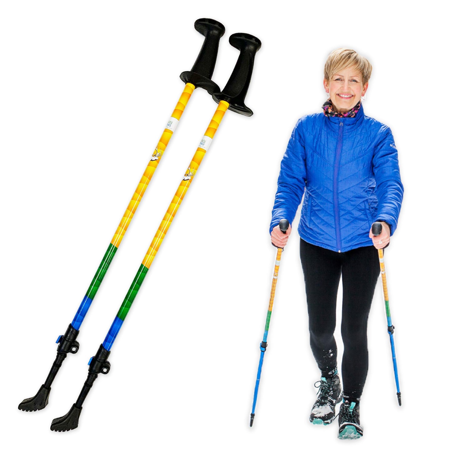 Urban Poling Spirit Nordic Walking Poles Adjustable Walking Poles with Snow Baskets, Ergonomic CoreGrip, Lightweight Collapsible Walking Sticks for Outdoor Walking and Fitness