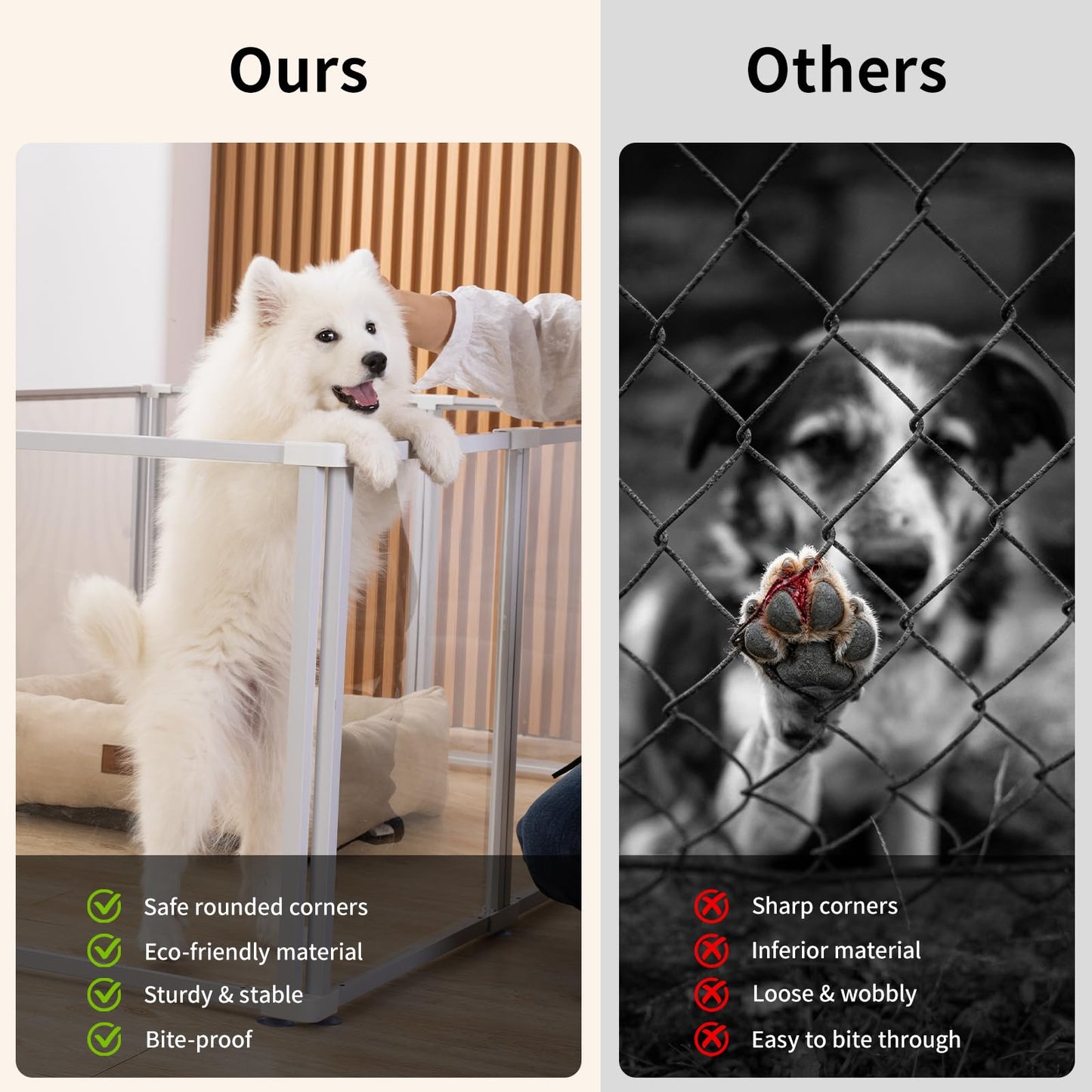 Clear Acrylic Dog Play Pen Indoor Pet Enclosure for Small Dogs & Cats, Outdoor Use with Door, Easy Assemble & Cleaning