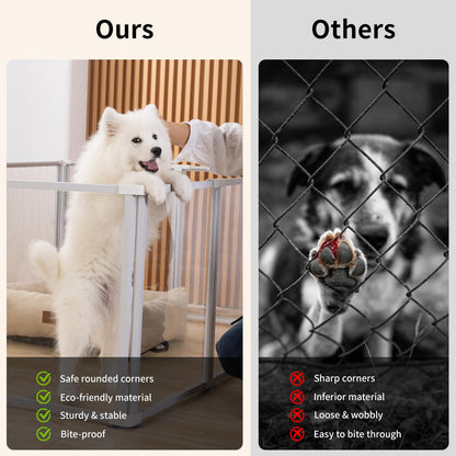 Clear Acrylic Dog Play Pen Indoor Pet Enclosure for Small Dogs & Cats, Outdoor Use with Door, Easy Assemble & Cleaning