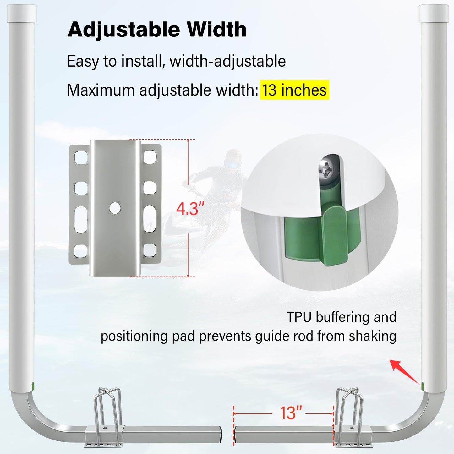 Boat Trailer Guide-ons-60,2*316L Stainless Steel Trailer Post Guide on,2*UPVC Tube Trailer Guide Bars,mounting Hardware Included,for Fishing Boats,Kayaks,Canoes,ski Boats and More
