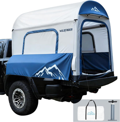 WildFinder Inflatable Truck Bed Tent for Camping 5.5ft-8ft, PU 3000mm Waterproof Pickup Truck Tent with 4'' Thick TPU Air Beams, 2 Mins Fast Setup Portable Ground & Truck Tent for 2-3 Person