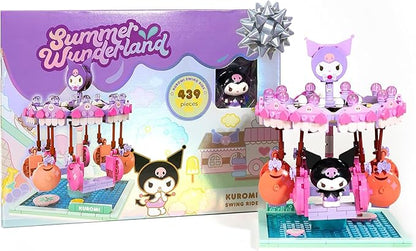Hamee Sanrio Hello Kitty and Friends ‘Summer Wunderland’ Cute Water Theme Park Building Block Set Birthday Gift Party Favor Stress Relief Collectible Toy Compatible with Lego Block – Kuromi