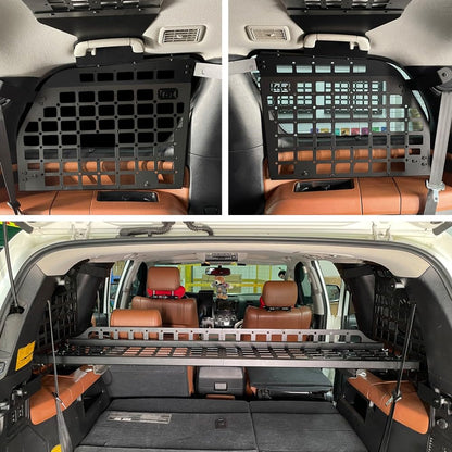 for Toyota Sequoia 2008-2022 Modular Storage Panel Shelf Rear Trunk Luggage Molle Panel Luggage Carrier Trunk Organizer Aluminum Alloy (Whole Kit)