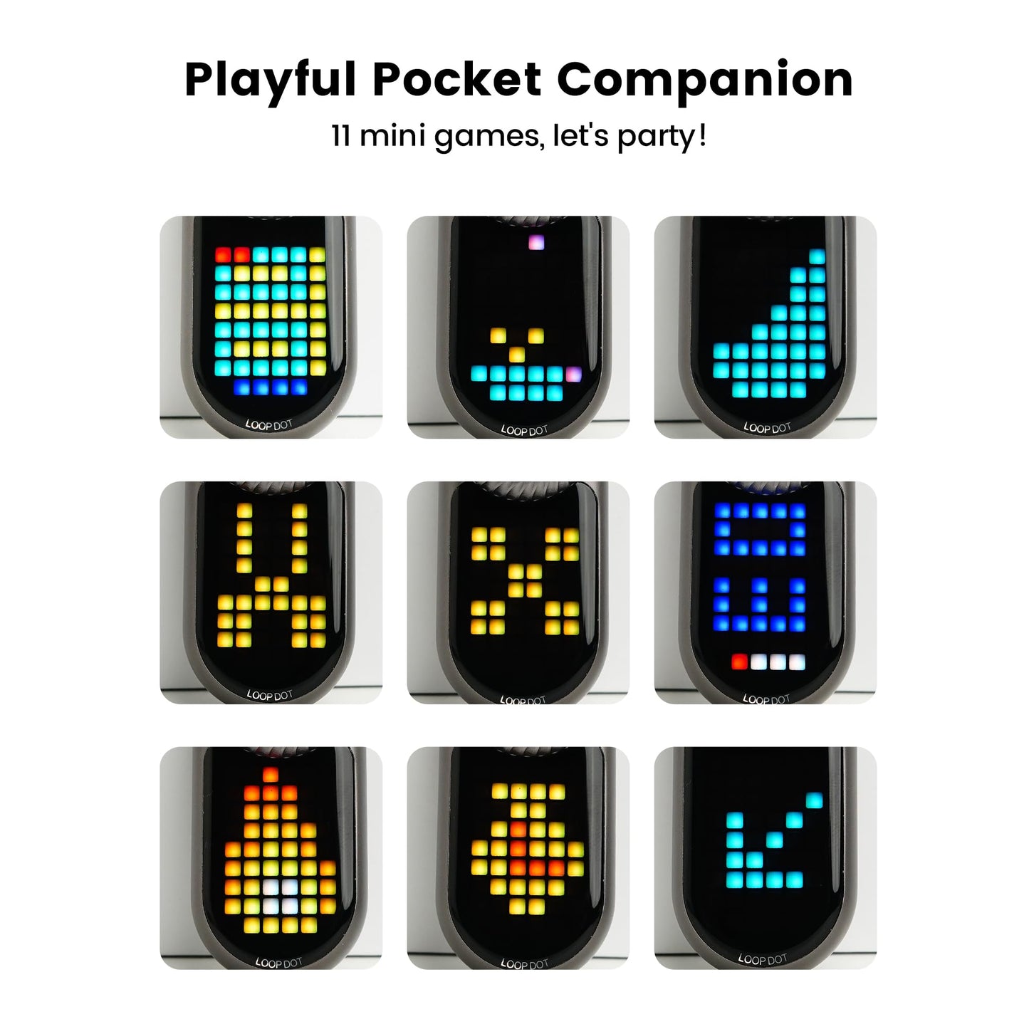 LOOPDOT EDC Flashlight – Rechargeable Small and Powerful LED Flashlight with RGB Pixel Display, Interactive Games, Adjustable Brightness – Cool Gadget Gift for Kids & Adults (TI)