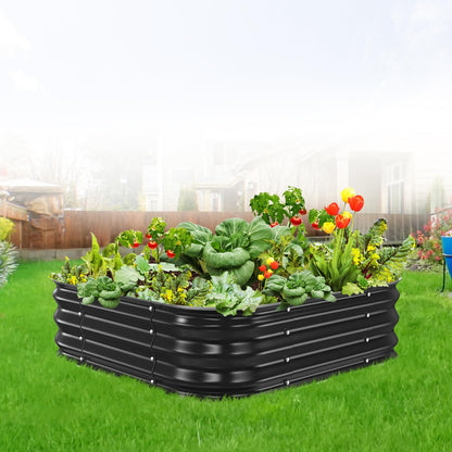 JAUZVIL Galvanized Raised Garden Bed, 4x4x1ft Garden Planter Bed Outdoor, Heavy Duty Rustproof Steel Raised Bed Kit for Gardening Vegetables Fruits Flowers Grow Black