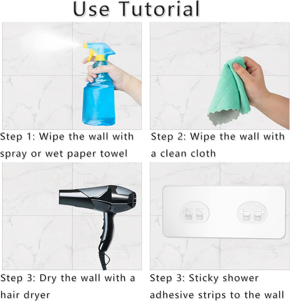 Skiennix Shower Caddy Adhesive - Strong Transparent Sticky Pads for No-Drill Bathroom & Kitchen Storage | 8 Pack