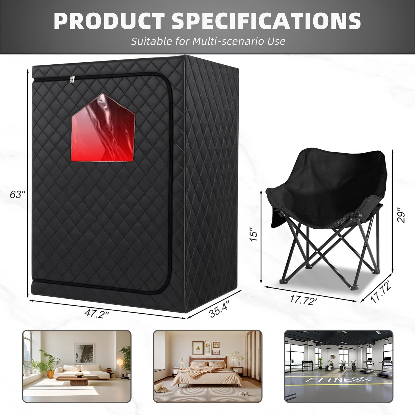 iDOTODO 2 Person Infrared Sauna Box, Portable Infrared Sauna for Home, Personal Infrared Saunas with Red Light Threapy, Remote Control, Upgraded Comfortable Chair