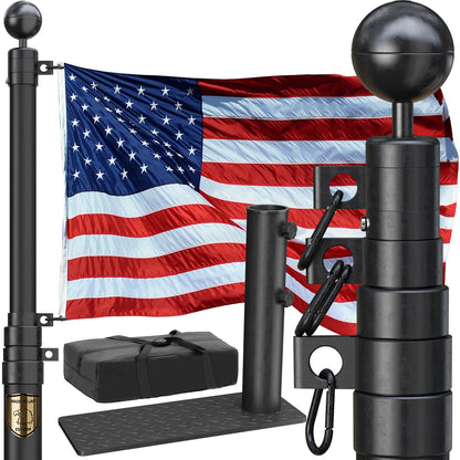 IIOPE 25FT RV Telescoping Flag Pole Kit, Heavy Duty 11-Gauge Aluminum Flagpole with Tire Mount Base, Portable Flag Kit for Camping, Tailgating, Trailer, and Outdoor Use