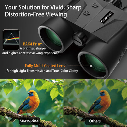 Gravoptics Rangefinder Binoculars for Hunting, 2624 Yard Long Range Laser Rangefinding 10x42 mm HD, Fast 0.15s IP65 Waterproof Accuracy ±0.5m Range finder Built in for Hunter, Golf, Outdoor Adventures
