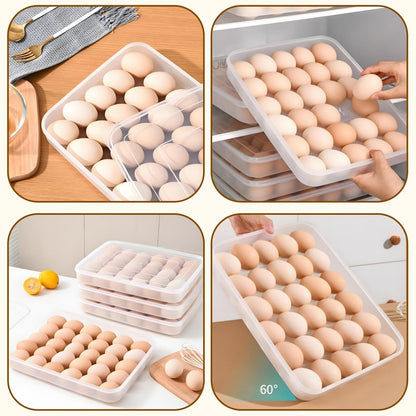 Acshio 3 Pack Deviled Egg Containers with Lid, 90 Slot Easter Plastic Egg Holder for Refrigerator, Clear Storage Egg Carrier Tray Stackable Egg Dispense for Party, Travel, Camping