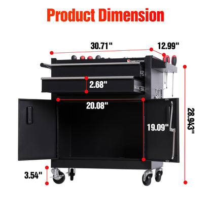 TANKSTORM Tool Chest Heavy Duty Cart Steel Rolling Tool Box with Lockable Doors (TZ12 Black)