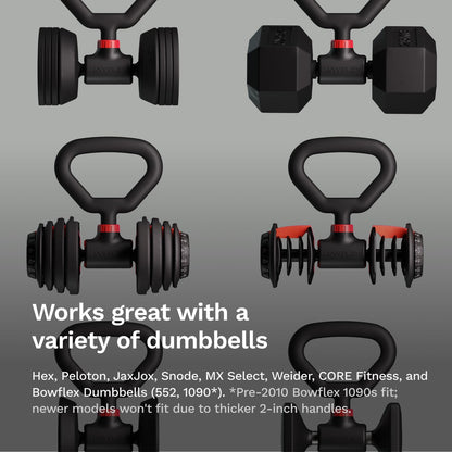 Jayflex Hyperbell Rotating Kettlebell Grip for Dumbbells - Adjustable Weight Dumbbell Grips for Work from Home Fitness - 100 lb Capacity Converter for Kettlebells and Home Workouts