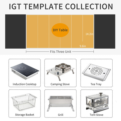 CAMPJOURNEY Folding Table IGT Camping Table, Portable Outdoor IGT Cook System, Stainless Steel Camp Table with Carry Bag for Car Camping Picnic RV Trip Patio Backyard BBQ