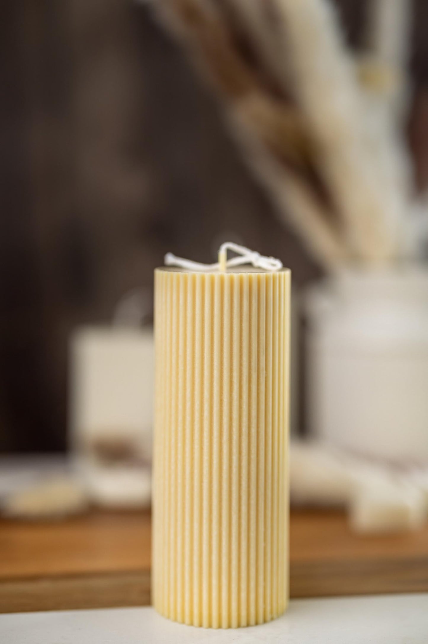 Large Ribbed Thick Pillar Candle/Scented/Birthday Gift/Wedding Decor/Soy Candle/Home Decor (Green)