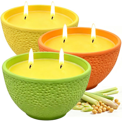 Citronella Candles, 90 Hours Long Lasting Citronella Scented Candle for Patio, Garden, Backyard, Terrace, Deck, Balcony, Porch, 2-Wick Natural Soy Wax Candles 3 Packs for Camping, BBQ, Party, Picnic