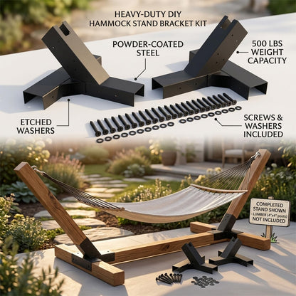 Heavy Duty Hammock Stand Bracket Kit - 500 lbs Capacity, Powder Coated Steel, Fits 4"x4" Posts, Easy DIY Installation