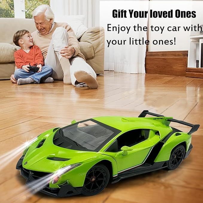 QUN XING Remote Control RC CAR Racing Cars Lambo Officially Licensed 1:24 Toy RC Cars Model Vehicle for Boys 5678 Years Old Green