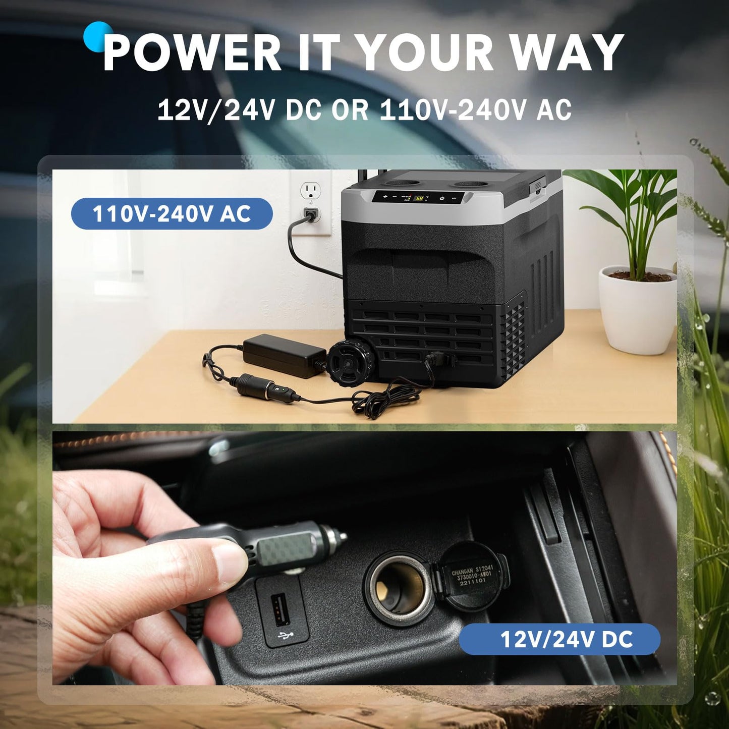Stopsad 12 Volt Refrigerator, 32QT(30L) Compressor Electric Cooler, Car Fridge -4℉~68℉, Portable Refrigerator 12V/24V DC 110-240V AC, Compact Freezer for Vehicle RV Camping Truck Boat Travel, Black