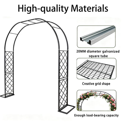 CDIWULDN Black Heavy Duty Metal Garden Arch Trellis 90.5" W x 94.5" H for Climbing Plants, Decorative Archway Wedding Arch Frame for Patio, Backyard, Patio, Lawn, Pathway