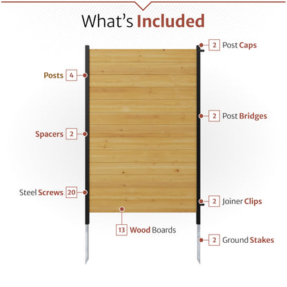 5ft H x 3.2ft W (1 Panel) No Dig Enclo Fairmont Cedar Wood Privacy Screen, Great to Hide Trash Cans, Decorative Patio Screen, Outdoor Privacy Fence Panel, Air Conditioner Barrier, EC18043