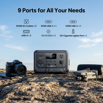 BLUETTI Elite 30 V2 Portable Power Station 600W (Power Lifting 1500W), 288Wh LiFePO4 Battery with 10ms UPS, Emergency Backup Power for Home Blackout/Winter Storm, Solar Generator for Camping/Road Trip