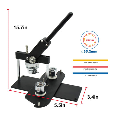 ChiButtons Pro 25mm (1") Metric Button Maker Machine B400 Kit | All-Metal Craft Press with 500 Sets Components, Handling Cutter & Moulds | Tiny Buttons, Mini Badges, Custom Pins (Pink)