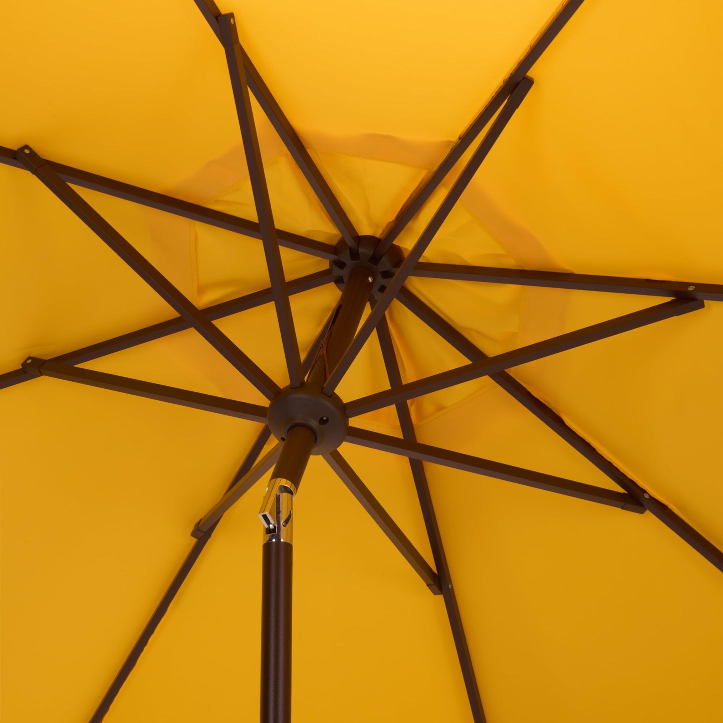 SAFAVIEH Outdoor Patio Furniture Collection – Torsa 9 Ft Yellow & Brown Crank Umbrella, Market-Style Patio Umbrella with Metal Pole, Classic Outdoor Shade Accent (PAT8014Y)