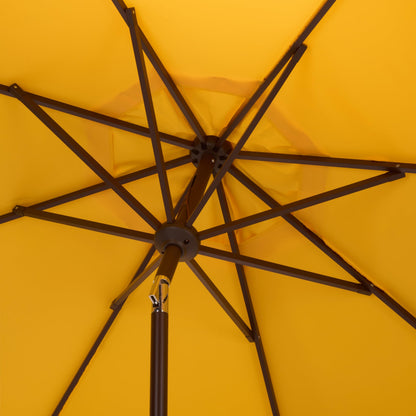 SAFAVIEH Outdoor Patio Furniture Collection – Torsa 9 Ft Yellow & Brown Crank Umbrella, Market-Style Patio Umbrella with Metal Pole, Classic Outdoor Shade Accent (PAT8014Y)